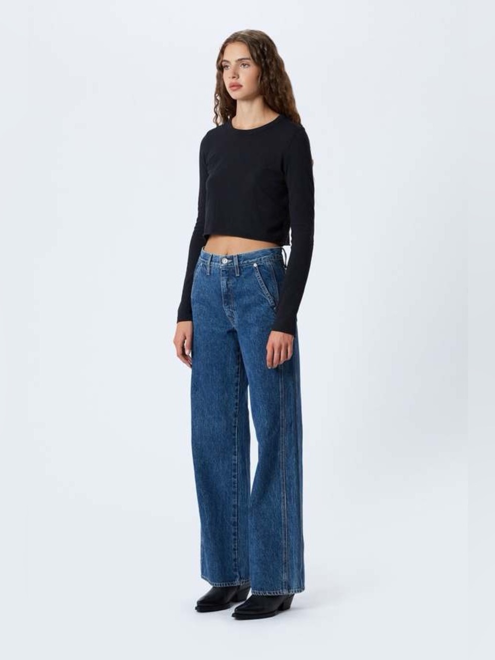 SLVRLAKE 28 Grace Double Seam Wide Leg Jeans Forbidden Love - Picture 4 of 13